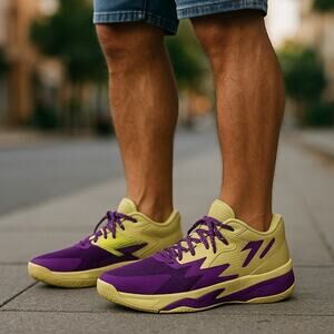 Adidas Dame 8 Lillard Basketball Shoes Mens Sz 13 Purple Yellow S-1524 Sporty